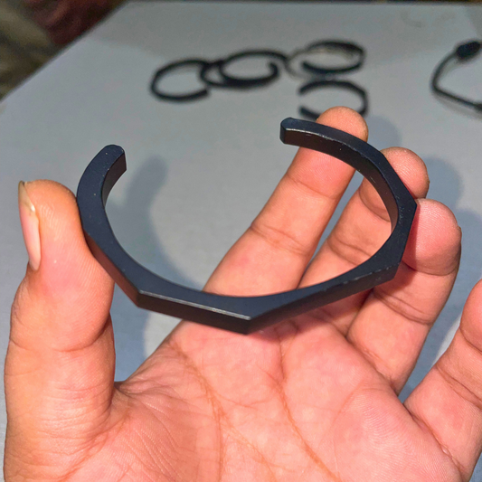 Matte Black Cuff Bracelet – Minimalist Adjustable Metal Band