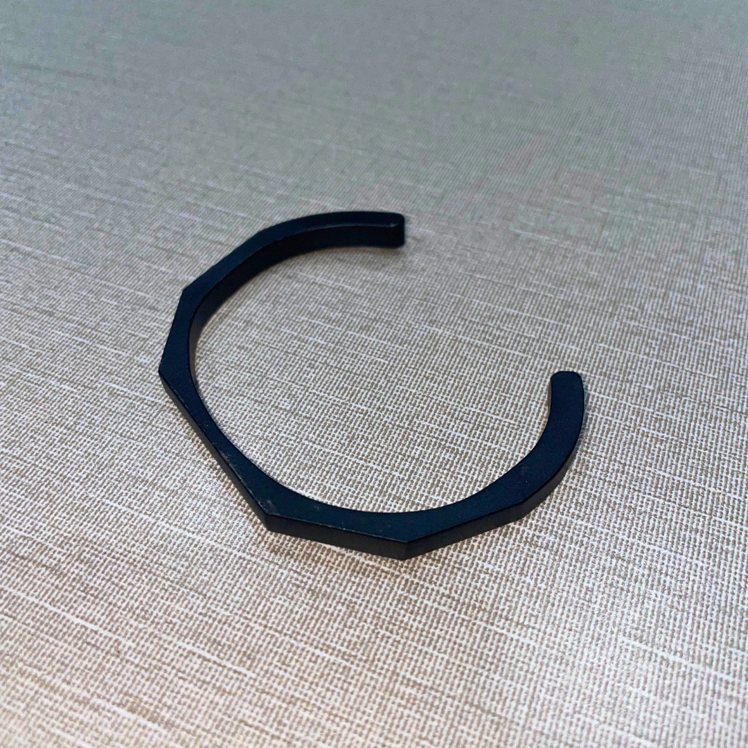 Matte Black Cuff Bracelet – Minimalist Adjustable Metal Band