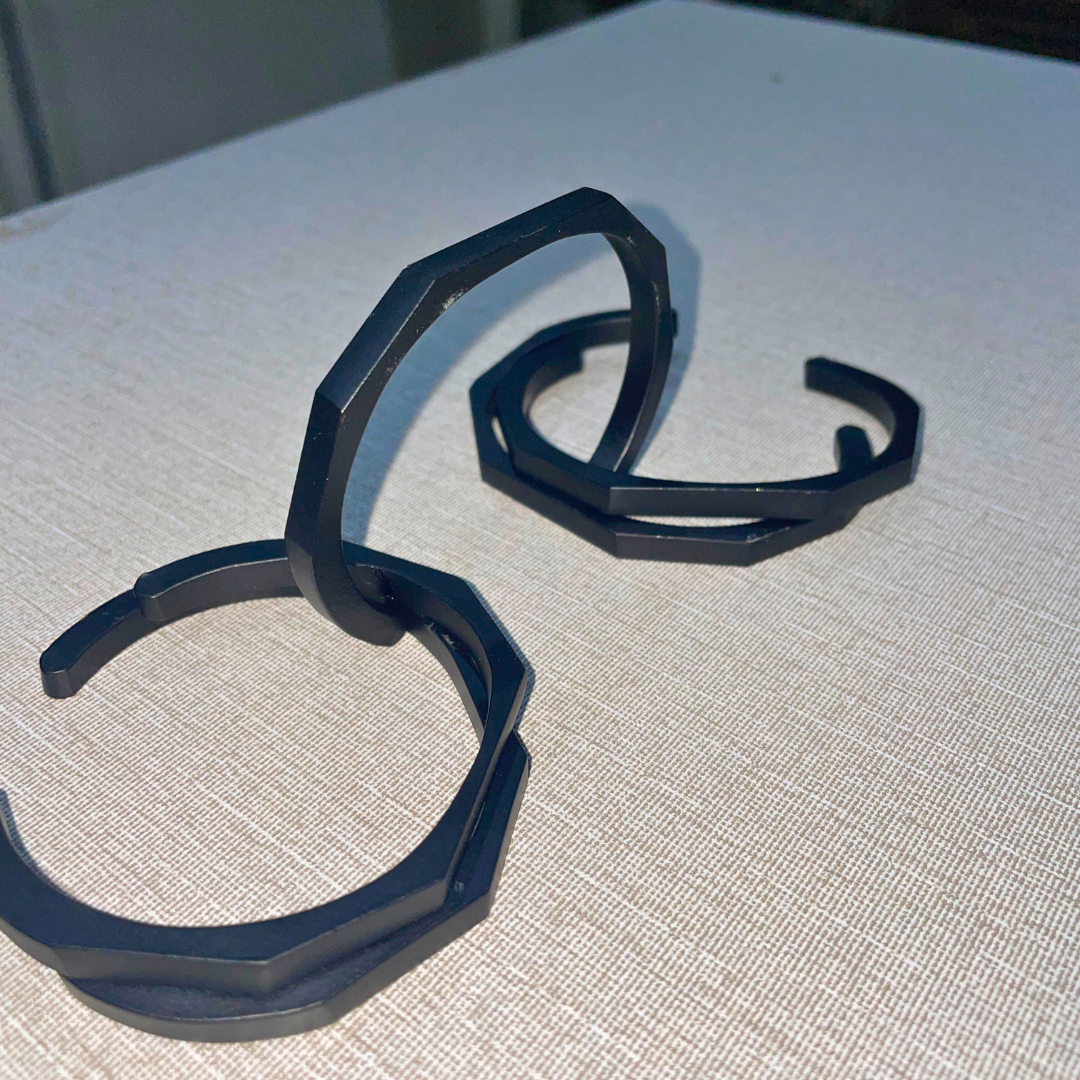 Matte Black Cuff Bracelet – Minimalist Adjustable Metal Band