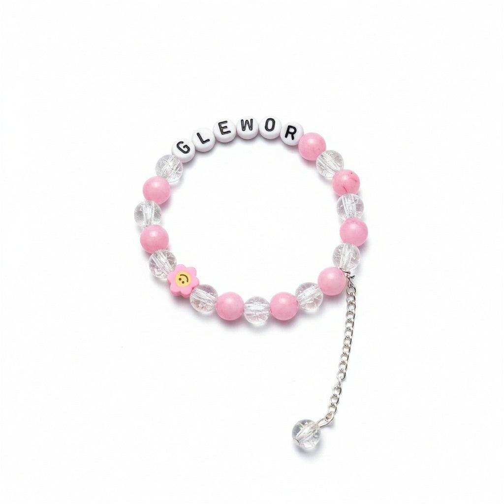 Handmade Custom Bracelet β Crack & Marble Beads with Name Letters