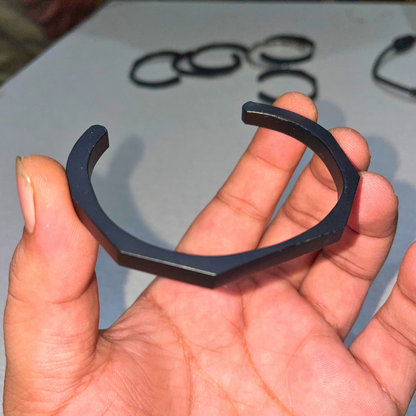 Matte Black Cuff Bracelet – Minimalist Adjustable Metal Band